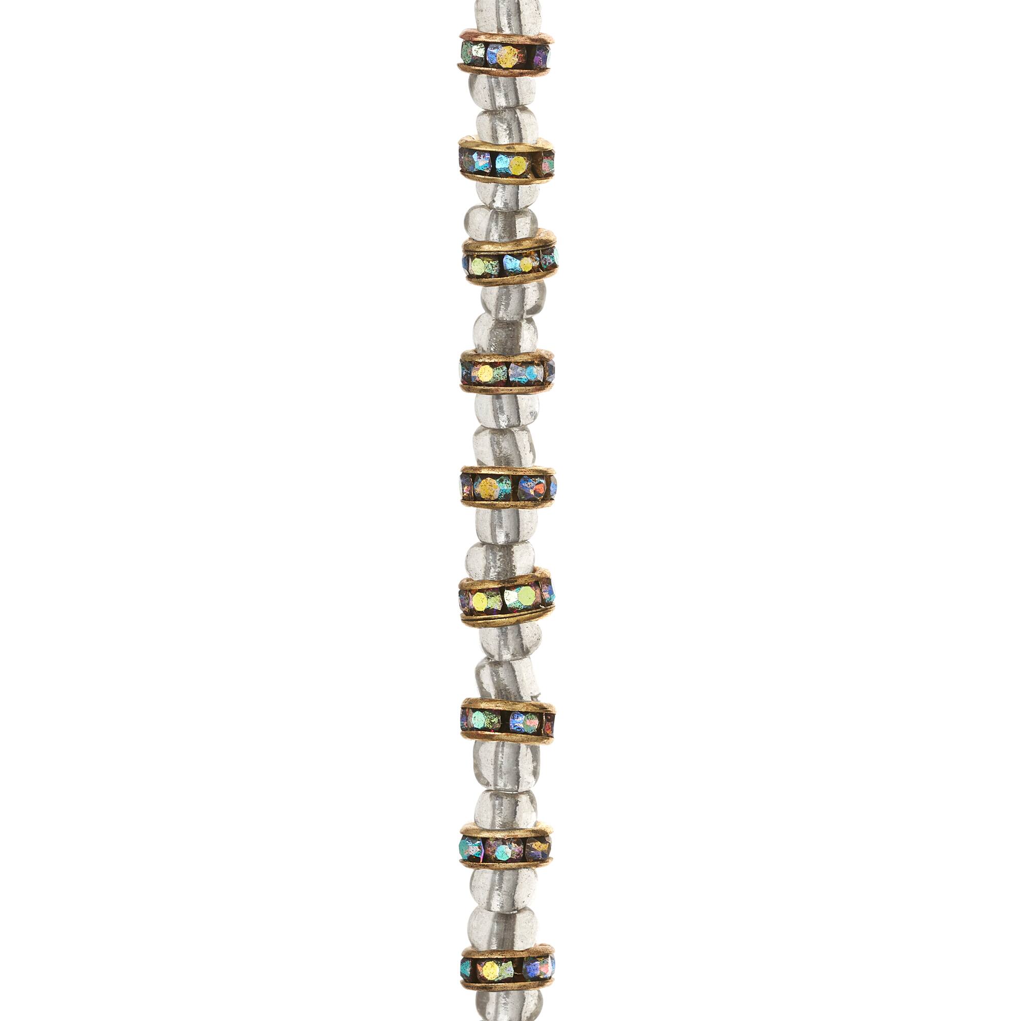Metal Rhinestone Aurora Borealis Rondelle Beads, 6mm by Bead Landing™